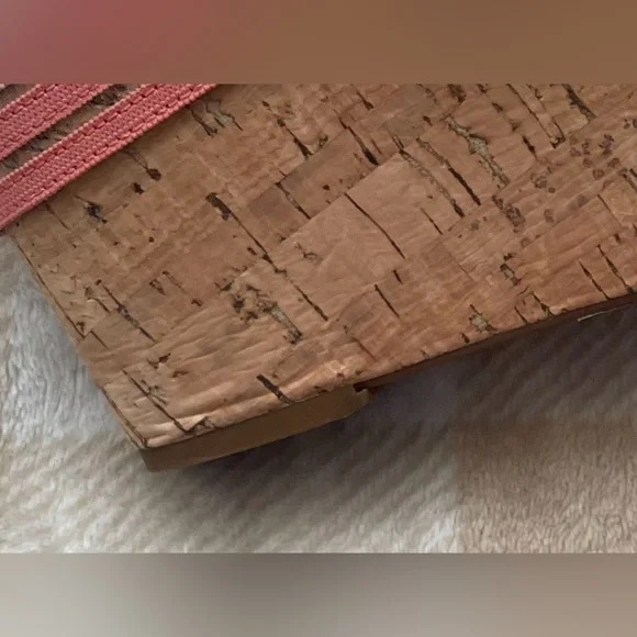 Lucky Brand Women's Cork Wedges - Coral and Beige 7.5 M - Picture 13 of 13